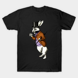 Halloween Wonderland White Rabbit Top Hat Pocketwatch T-Shirt